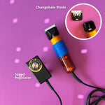 Detachable blade head and speed regulator control box for tufting clipper