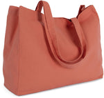 Terracotta orange heavy cotton tote bag angled to show side profile