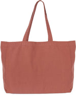 Rust-colored 100% cotton tote bag with reinforced handle attachments