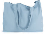 Light blue 100% cotton shopper tote bag with vintage washed look