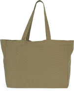 Olive green washed cotton shopper bag with relaxed vintage construction