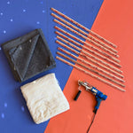 AK-V tufting starter set components laid out