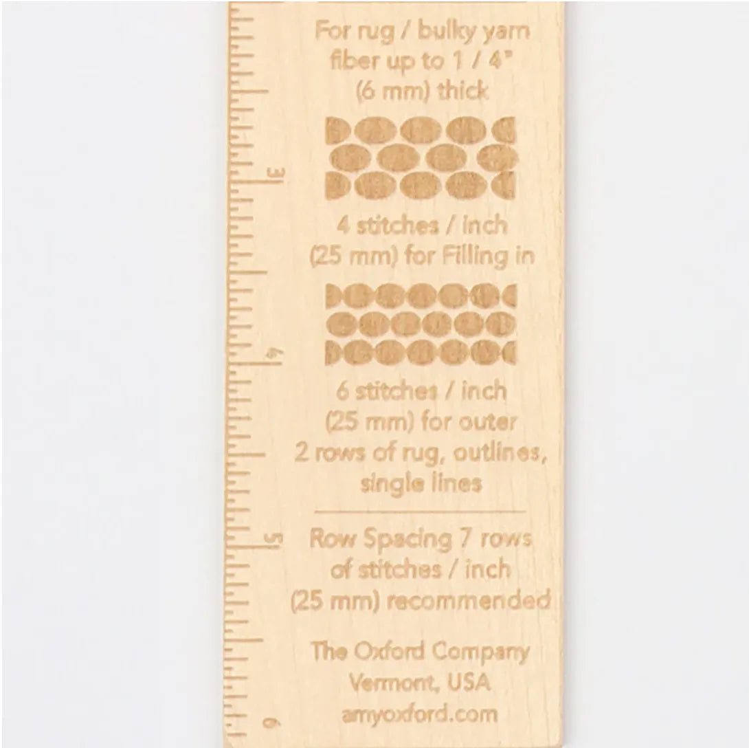 Wooden stitch gauge for punch needling by Oxford Company