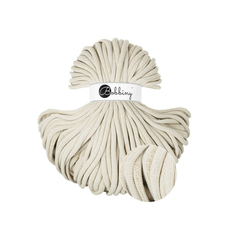 Bobbiny Shiny Cashmere Beige – Braided Cord - Jumbo - 9mm - 100m - Bobbiny